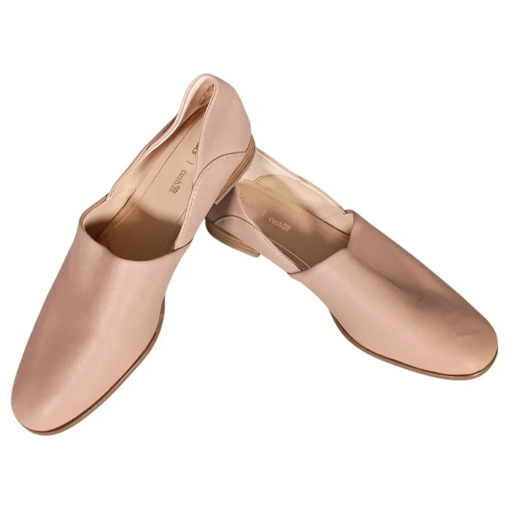 Clarks Pure Tone Loafer Shoes Womens 9 M Nude Leather Slip On Comfort